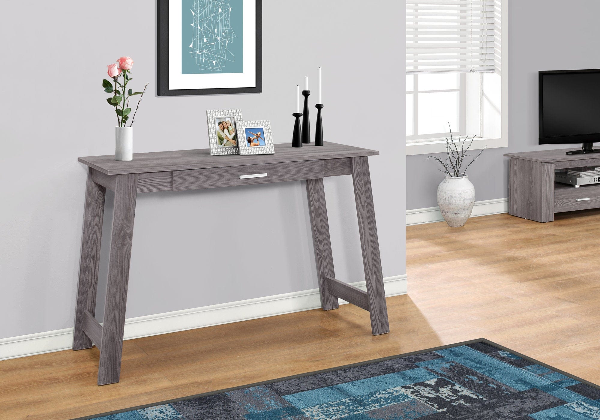 18" Gray Computer Desk - Homeroots - Flyclothing LLC