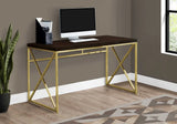 47" Espresso and Gold Writing Desk - Homeroots