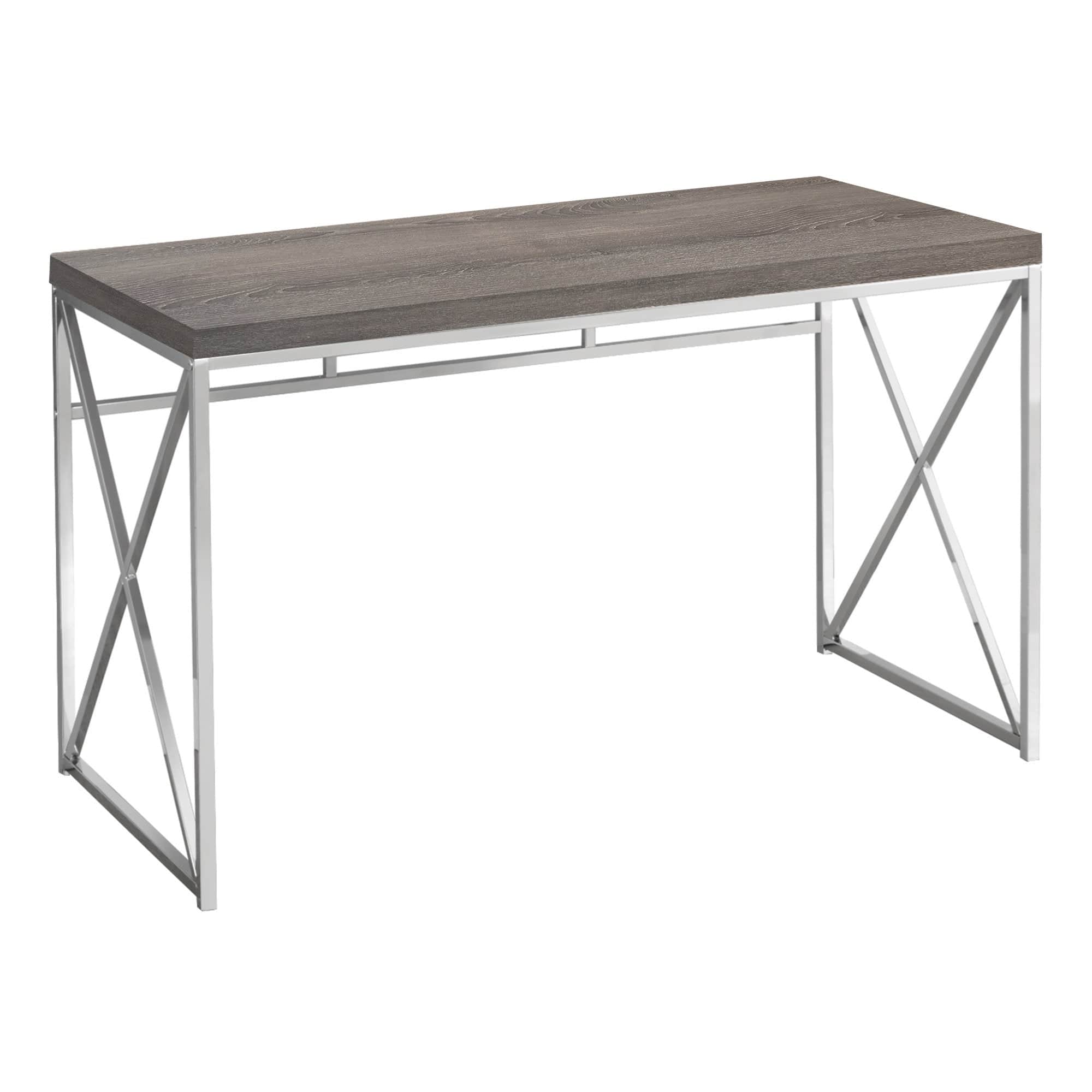 24" Taupe and Silver Computer Desk