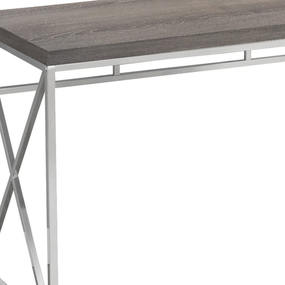 24" Taupe and Silver Computer Desk - Homeroots - Flyclothing LLC