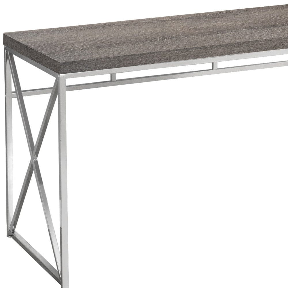 24" Taupe and Silver Computer Desk - Homeroots - Flyclothing LLC
