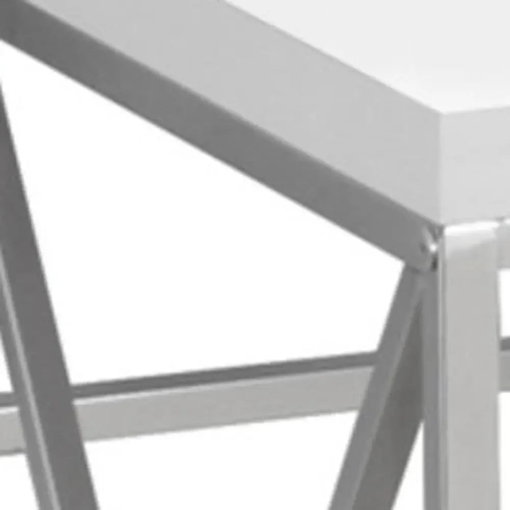 24" White and Silver Computer Desk - Homeroots - Flyclothing LLC