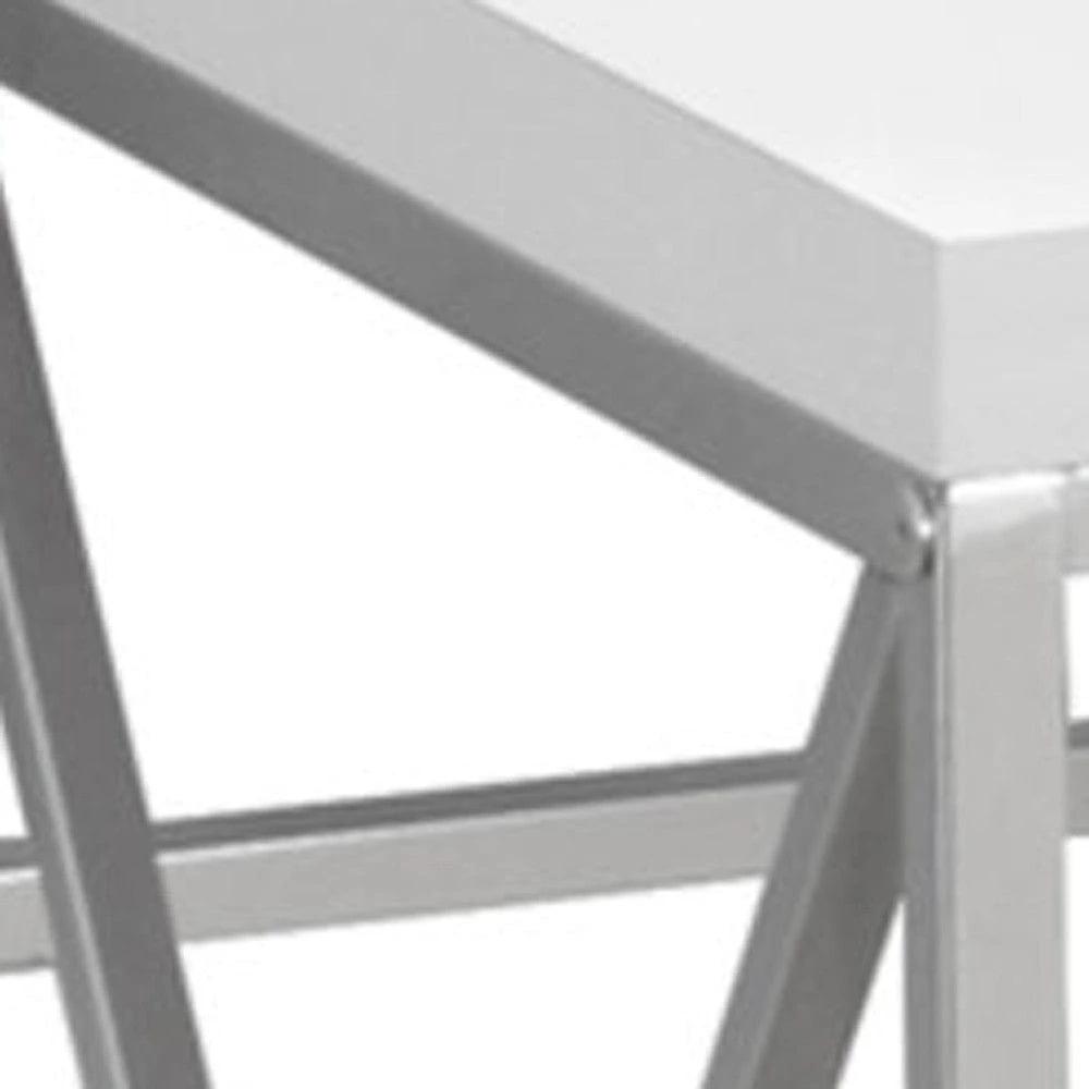 24" White and Silver Computer Desk - Homeroots - Flyclothing LLC