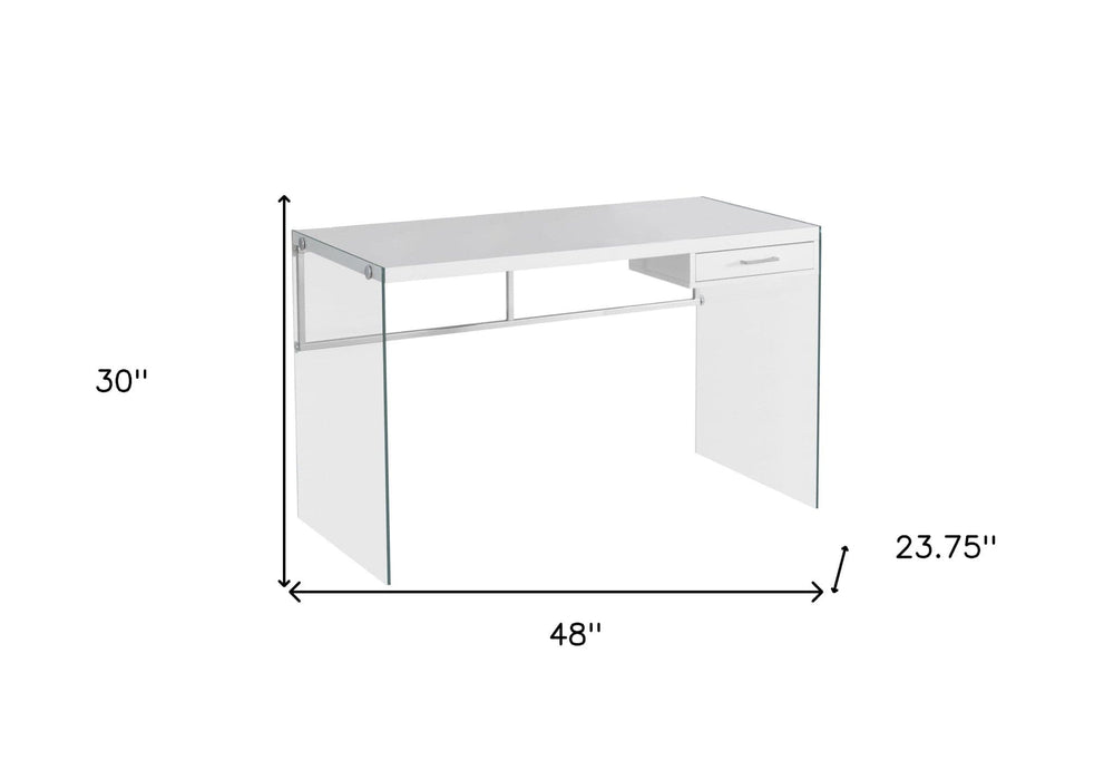 48" White and Clear Computer Desk - Homeroots - Flyclothing LLC