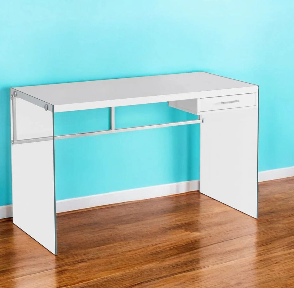 48" White and Clear Computer Desk - Homeroots - Flyclothing LLC