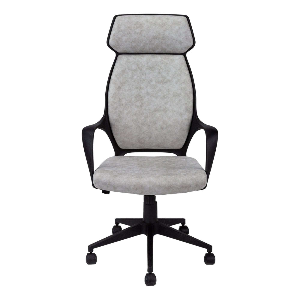 Black Microfiber Seat Swivel Adjustable Executive Chair Fabric Back Plastic Frame - Homeroots - Flyclothing LLC