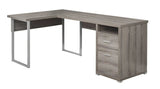 47" Taupe and Silver L Shape Computer Desk With Two Drawers - Homeroots