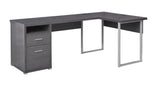 47" Gray and Silver L Shape Computer Desk With Two Drawers - Homeroots