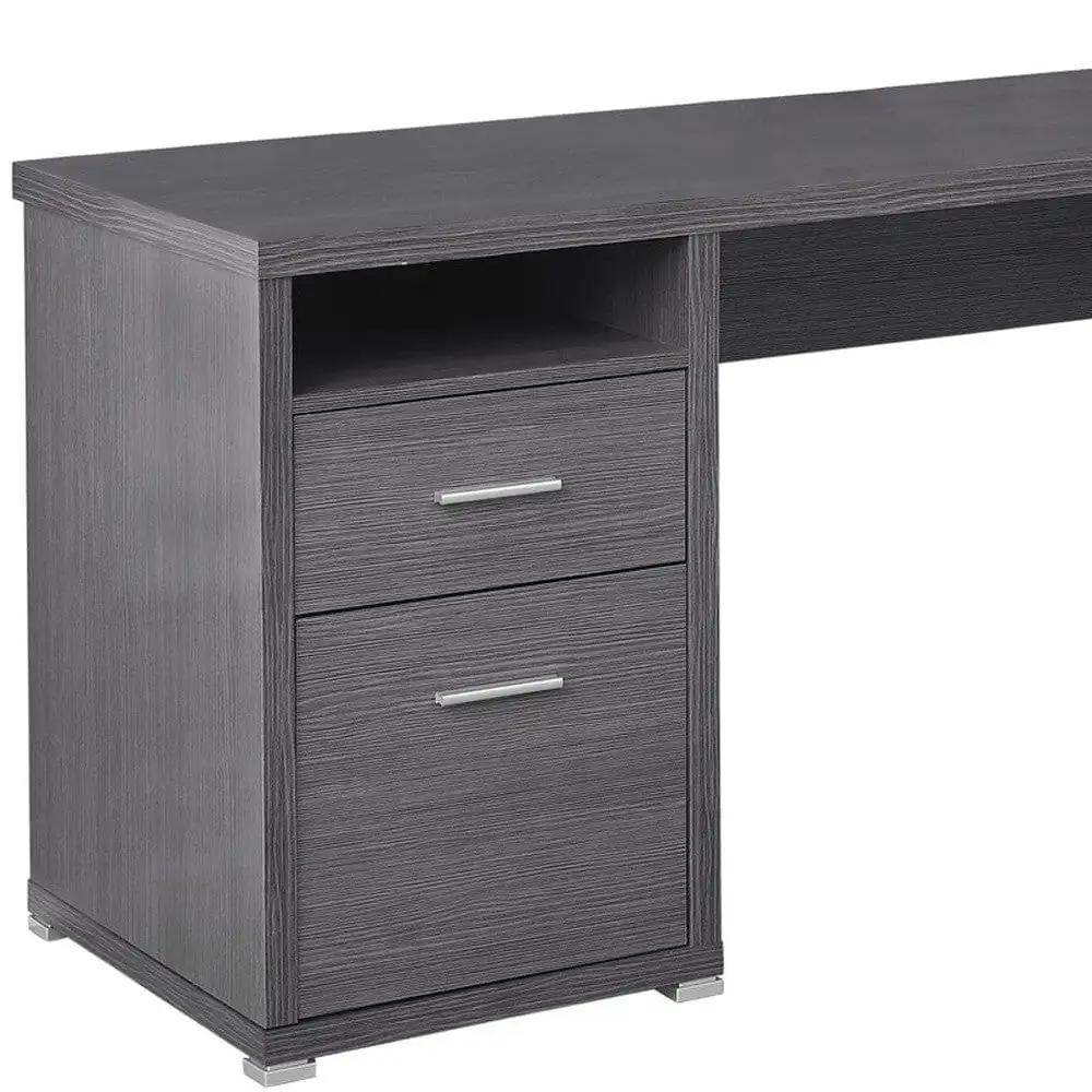47" Gray and Silver L Shape Computer Desk With Two Drawers - Homeroots - Flyclothing LLC