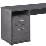 47" Gray and Silver L Shape Computer Desk With Two Drawers - Homeroots