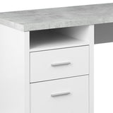 47" Gray and Silver L Shape Computer Desk With Two Drawers - Homeroots