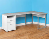 47" Gray and Silver L Shape Computer Desk With Two Drawers - Homeroots