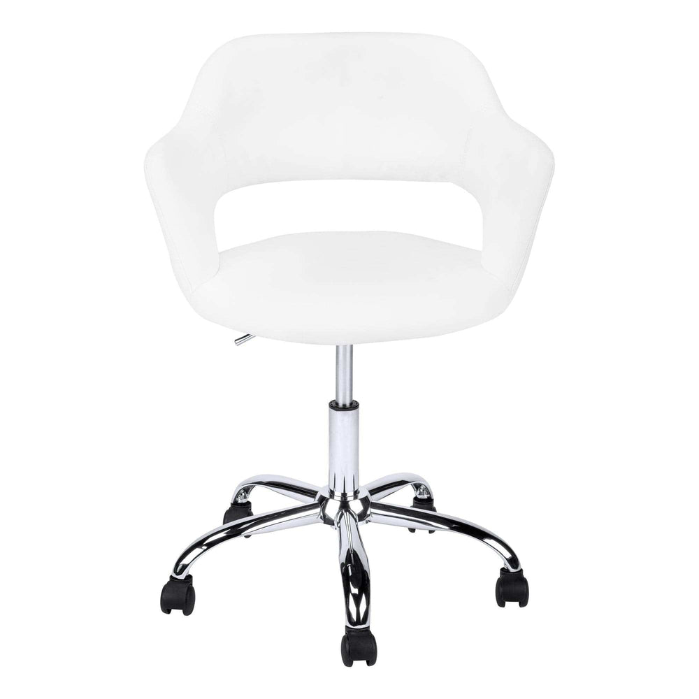 White and Silver Adjustable Swivel Fabric Rolling Office Chair - Homeroots - Flyclothing LLC