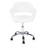 White and Silver Adjustable Swivel Fabric Rolling Office Chair - Homeroots