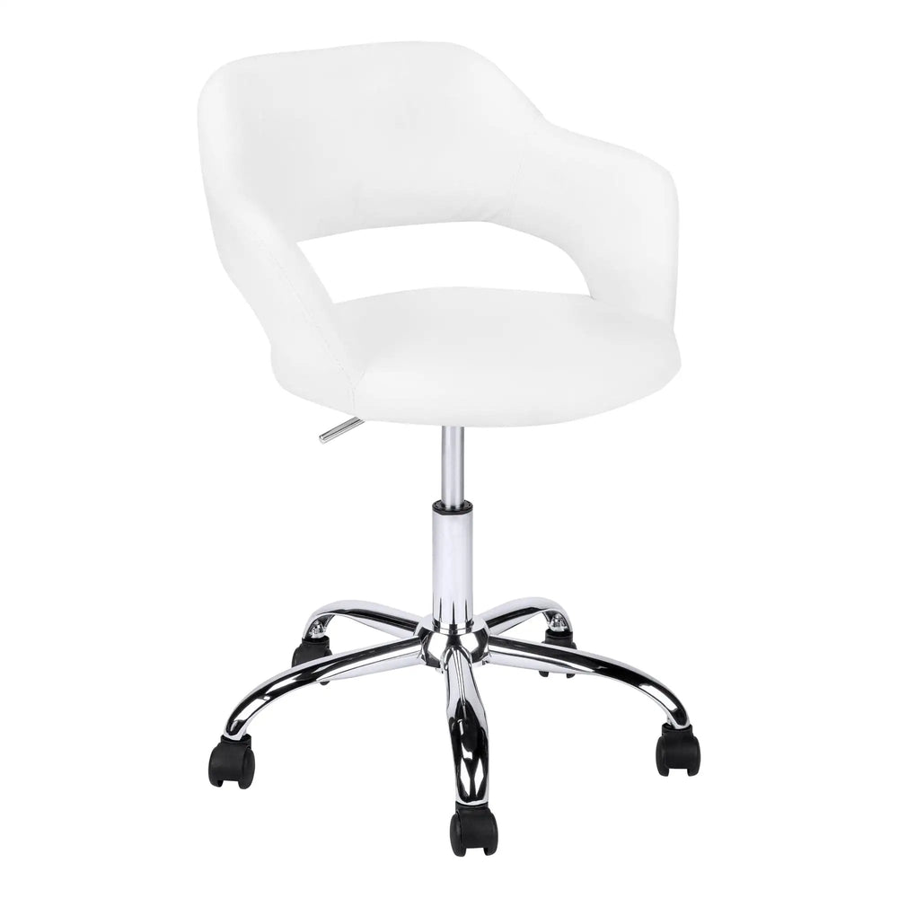 White and Silver Adjustable Swivel Fabric Rolling Office Chair - Homeroots