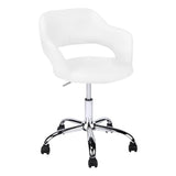 White and Silver Adjustable Swivel Fabric Rolling Office Chair - Homeroots