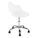 White and Silver Adjustable Swivel Fabric Rolling Office Chair - Homeroots