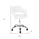 White and Silver Adjustable Swivel Fabric Rolling Office Chair - Homeroots - Flyclothing LLC