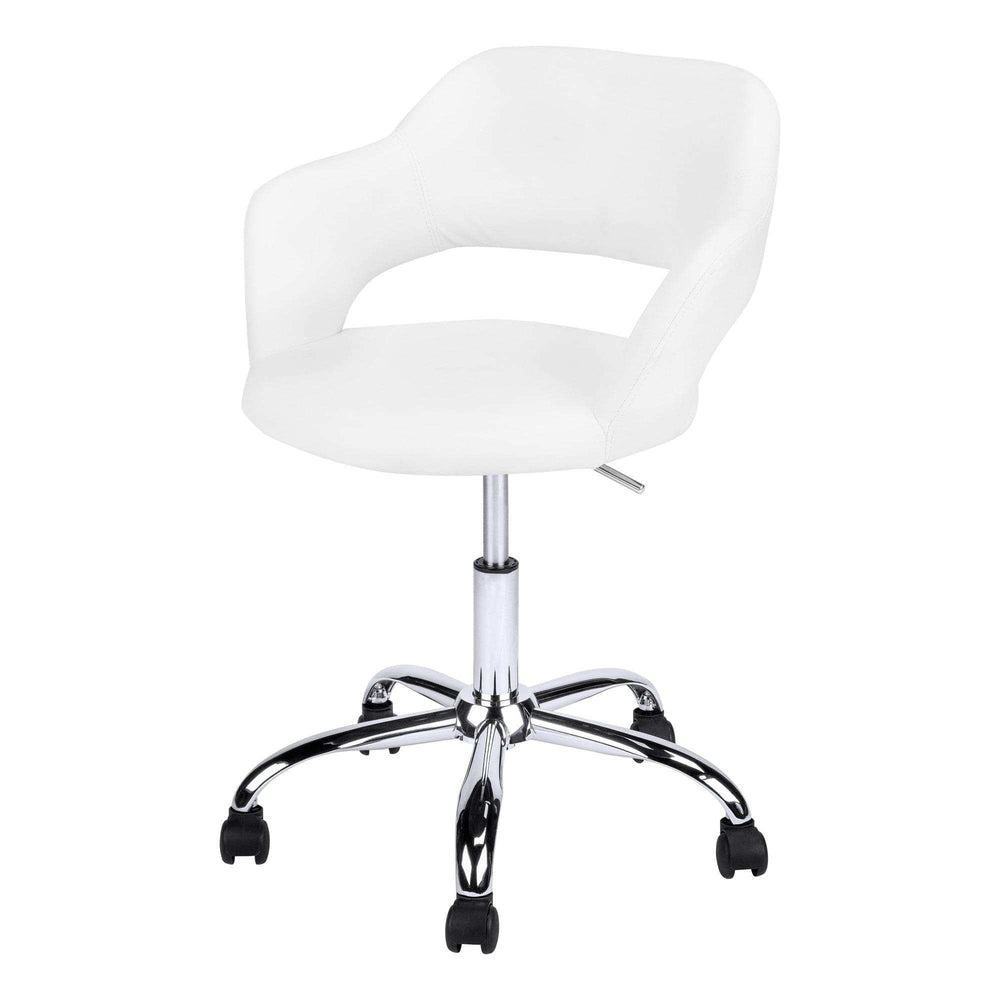White and Silver Adjustable Swivel Fabric Rolling Office Chair - Homeroots - Flyclothing LLC