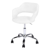 White and Silver Adjustable Swivel Fabric Rolling Office Chair - Homeroots - Flyclothing LLC