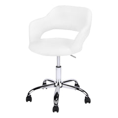 White and Silver Adjustable Swivel Fabric Rolling Office Chair