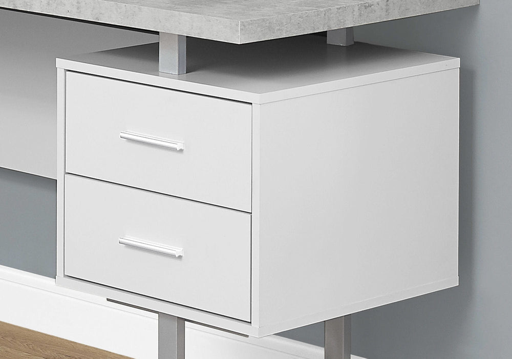 71" Gray and Silver L Shape Computer Desk With Three Drawers - Homeroots - Flyclothing LLC