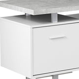 71" Gray and Silver L Shape Computer Desk With Three Drawers - Homeroots