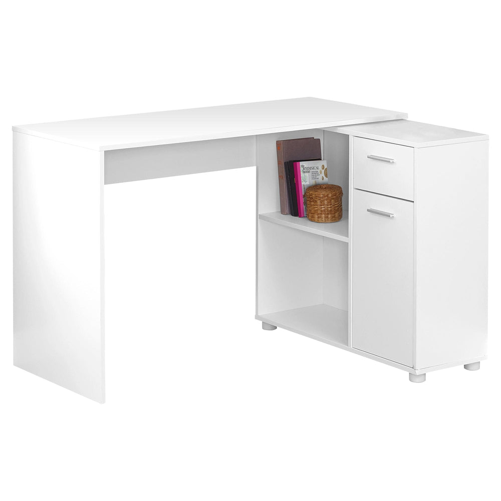 34" White L Shape Computer Desk With Two Drawers - Homeroots - Flyclothing LLC