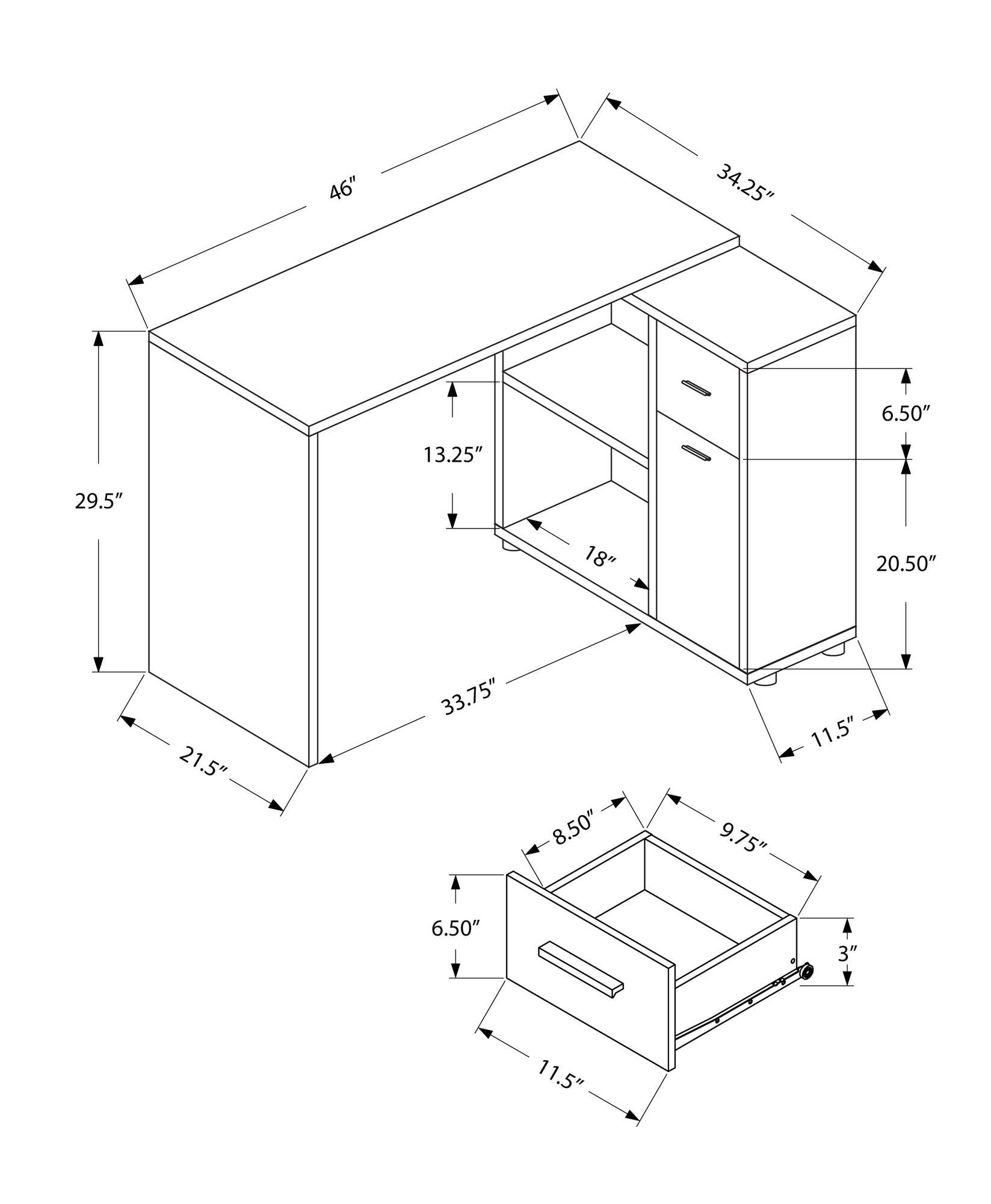 34" White L Shape Computer Desk With Two Drawers - Homeroots - Flyclothing LLC