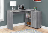 34" Gray L Shape Computer Desk With Two Drawers - Homeroots - Flyclothing LLC