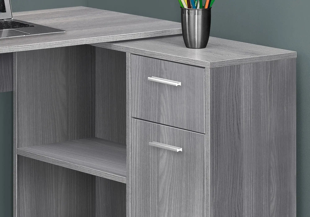 34" Gray L Shape Computer Desk With Two Drawers - Homeroots - Flyclothing LLC