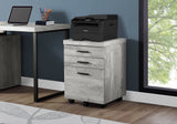 25.25" Grey Particle Board And Mdf Filing Cabinet With 3 Drawers - Homeroots