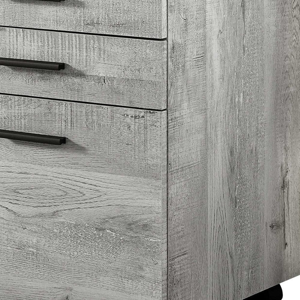 25.25" Grey Particle Board And Mdf Filing Cabinet With 3 Drawers - Homeroots - Flyclothing LLC