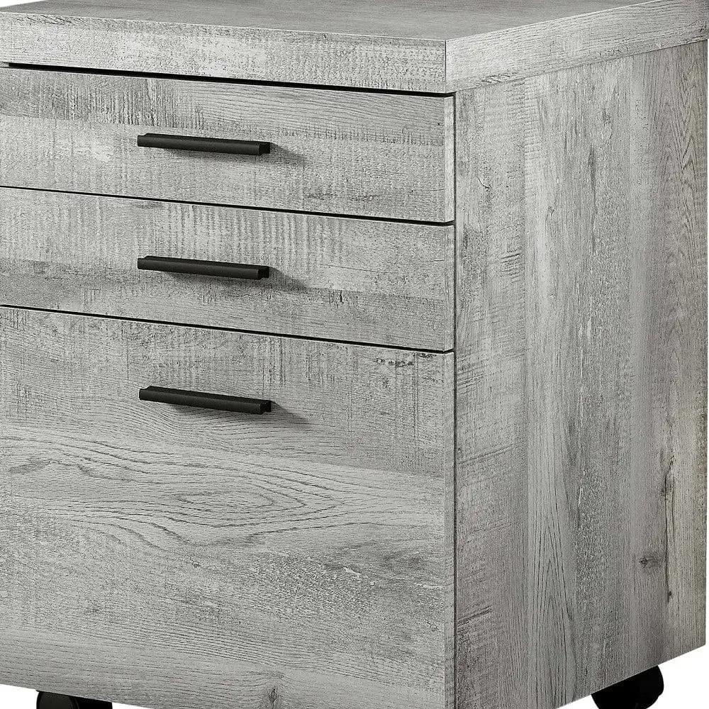 25.25" Grey Particle Board And Mdf Filing Cabinet With 3 Drawers - Homeroots - Flyclothing LLC