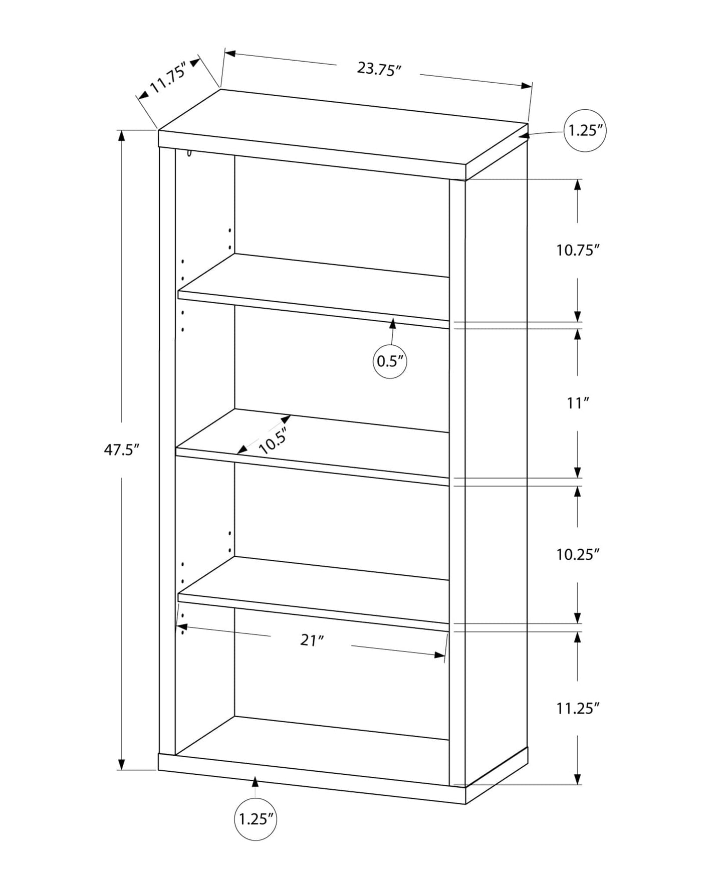 48" Taupe Wood Bookcase - Homeroots - Flyclothing LLC