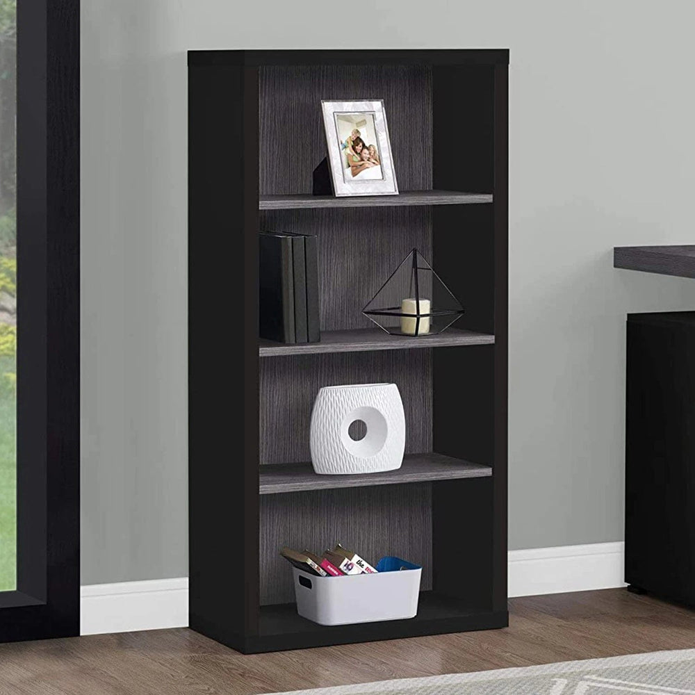 48" Black and Gray Wood Bookcase - Homeroots - Flyclothing LLC