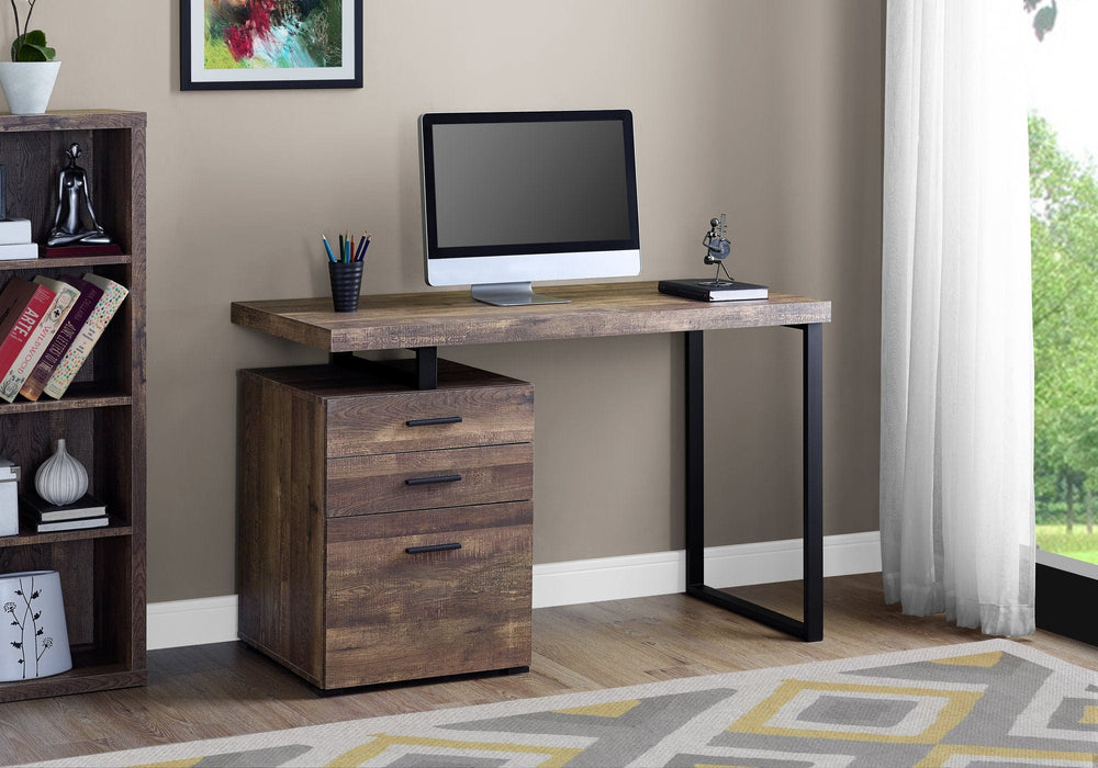 24" Brown and Black Computer Desk With Three Drawers - Homeroots - Flyclothing LLC