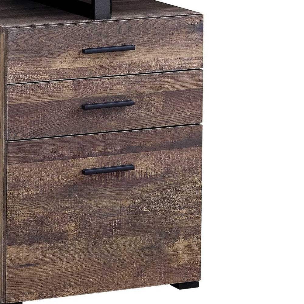 24" Brown and Black Computer Desk With Three Drawers - Homeroots - Flyclothing LLC
