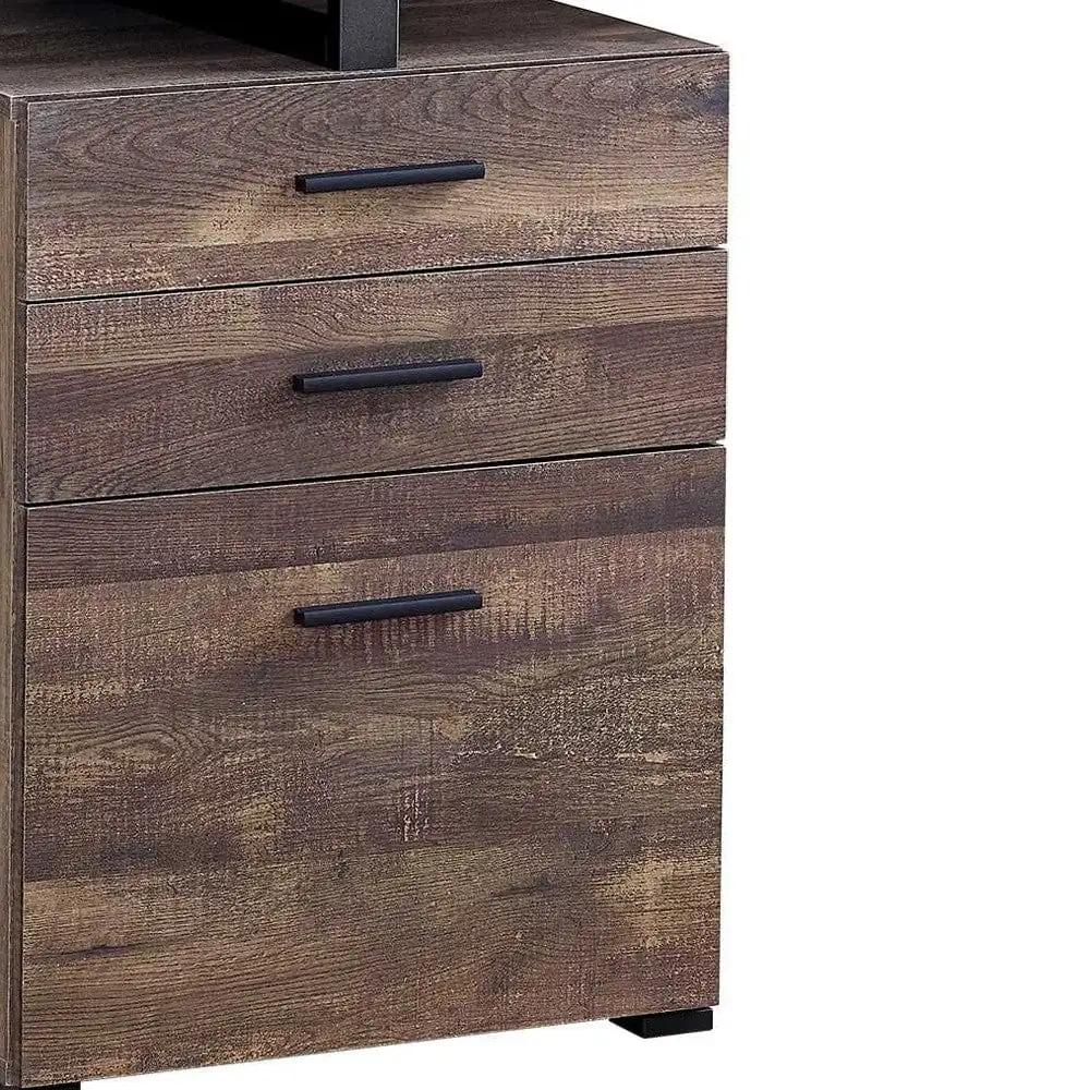 24" Brown and Black Computer Desk With Three Drawers - Homeroots - Flyclothing LLC