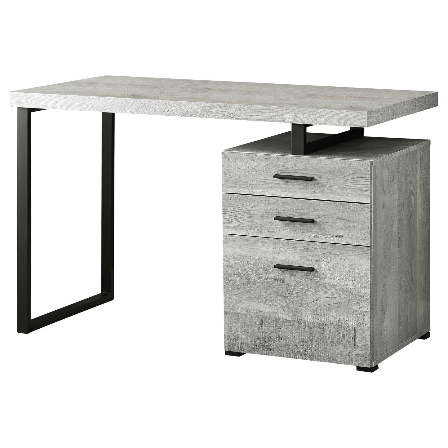 47" Gray and Black Computer Desk With Three Drawers - Homeroots - Flyclothing LLC