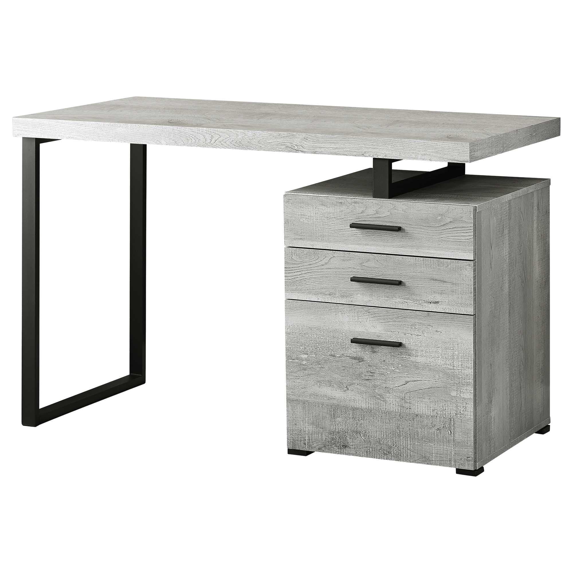 47" Gray and Black Computer Desk With Three Drawers - Homeroots - Flyclothing LLC