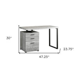 47" Gray and Black Computer Desk With Three Drawers - Homeroots - Flyclothing LLC