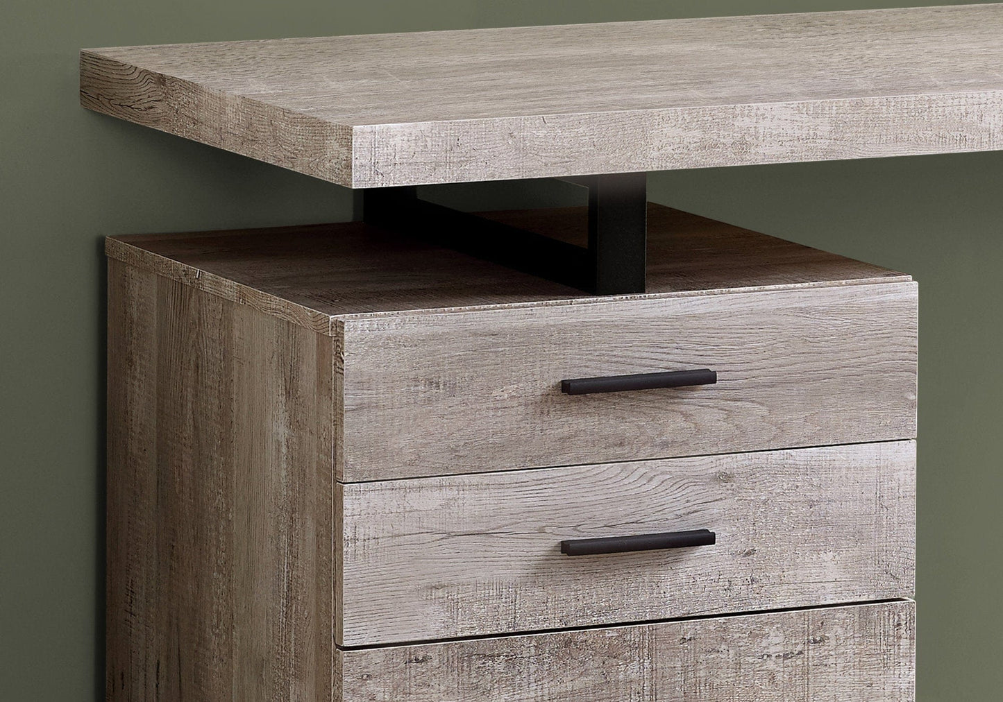 24" Taupe and Black Computer Desk With Three Drawers - Homeroots - Flyclothing LLC