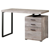 24" Taupe and Black Computer Desk With Three Drawers - Homeroots