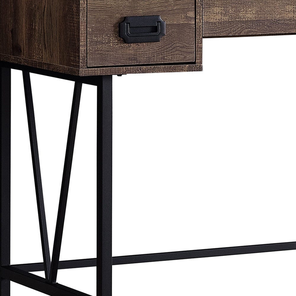 24" Brown and Black Computer Desk With Two Drawers - Homeroots - Flyclothing LLC