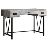24" Gray and Black Computer Desk With Three Drawers - Homeroots