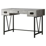 24" Gray and Black Computer Desk With Three Drawers - Homeroots