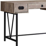 24" Taupe and Black Computer Desk With Three Drawers - Homeroots