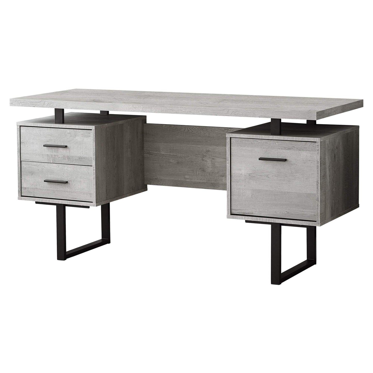 24" Gray and Black Computer Desk With Three Drawers - Homeroots - Flyclothing LLC