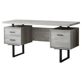 24" Gray and Black Computer Desk With Three Drawers - Homeroots